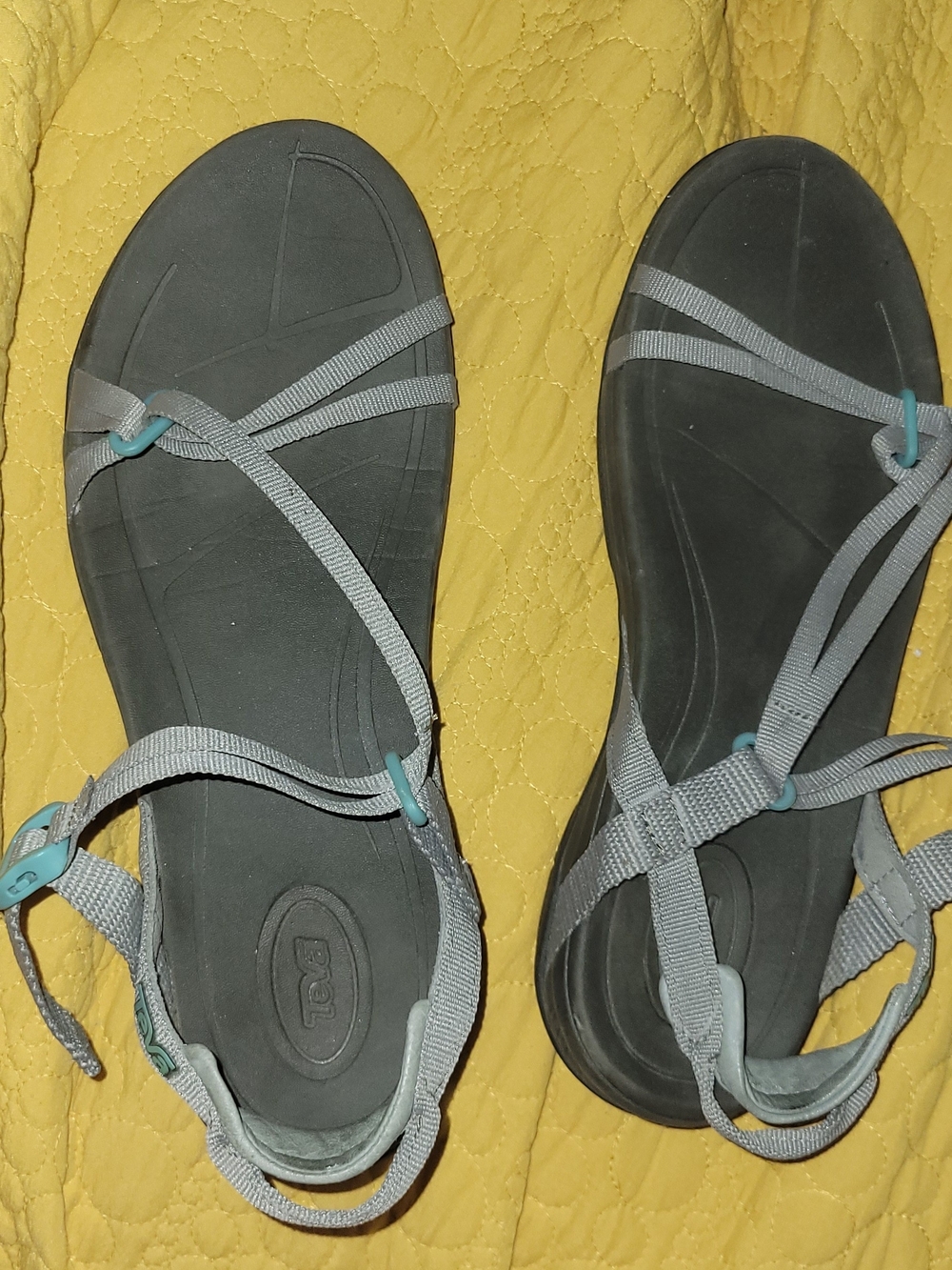 Teva Gray Women's Strappy Sandals with Teal Accent
